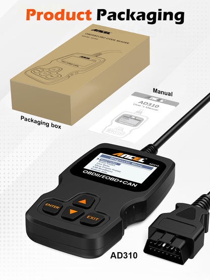 AD310 OBD II Scanner | Universal Car Engine Fault Code Reader, Read & Clear Error Codes, Compatible with 1996+ Vehicles