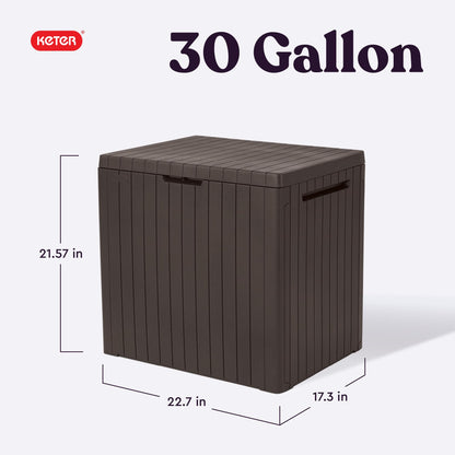 30-Gallon Resin Storage Box | Outdoor Side Table for Patio & Pool Accessories