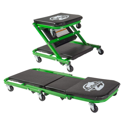 Pro-LifT 2-in-1 Mechanic Seat & Creeper | 300 Lbs Capacity with Padded Cushions & Swivel Casters