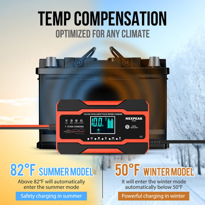 NC201 10A Smart Battery Charger | 12V/24V Automatic Maintainer & Desulfator