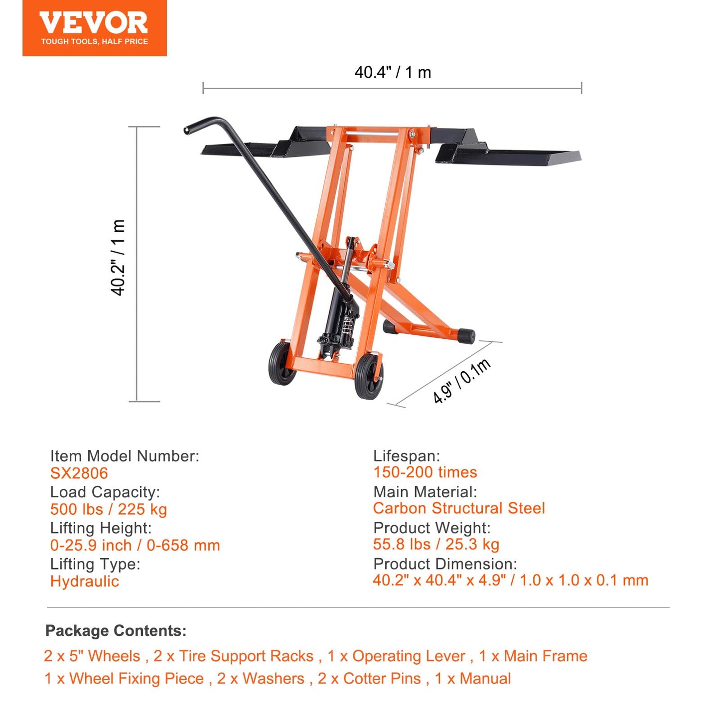 500 LB Hydraulic Lawn Mower Lift | Heavy-Duty Jack for Riding & Zero Turn Mowers