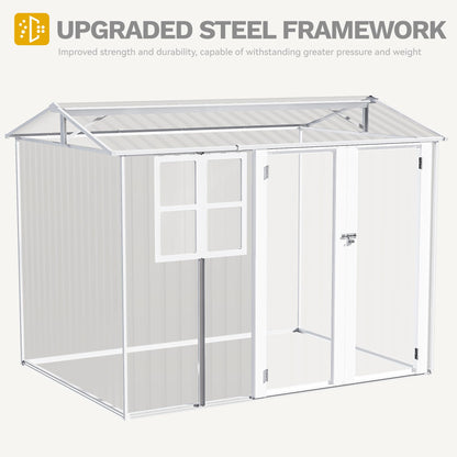 8' x 6' Outdoor Storage Shed | Waterproof Metal Shed with Lockable Doors & Windows