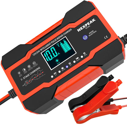 NC201 10A Smart Battery Charger | 12V/24V Automatic Maintainer & Desulfator