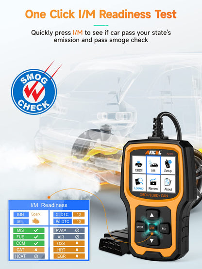 AD410 Enhanced OBD2 Scanner | Vehicle Fault Code Reader for Check Engine Light & Automotive Diagnostics, Supports All OBDII Vehicles 1996+ (Black/Yellow)