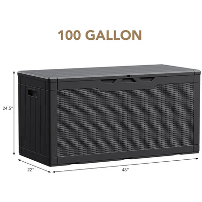 100-Gallon Waterproof Resin Deck Box | Lockable Outdoor Storage for Patio & Garden