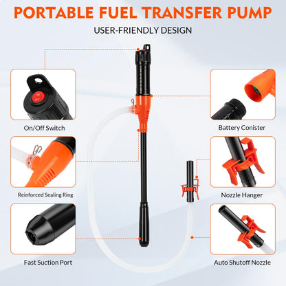 Portable Electric Transfer Pump | Battery Operated Siphon for Gas, Diesel, Water, Oil