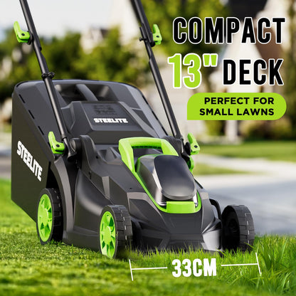 Lawn Mower 3-Inch Cordless | 21V Brushless Electric Mower with Battery & Bag