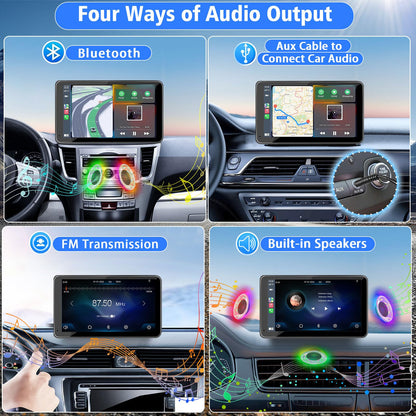 7" Wireless Apple CarPlay Android Auto Screen with Backup Camera, Bluetooth, FM Transmitter Mirror Link for All Vehicles