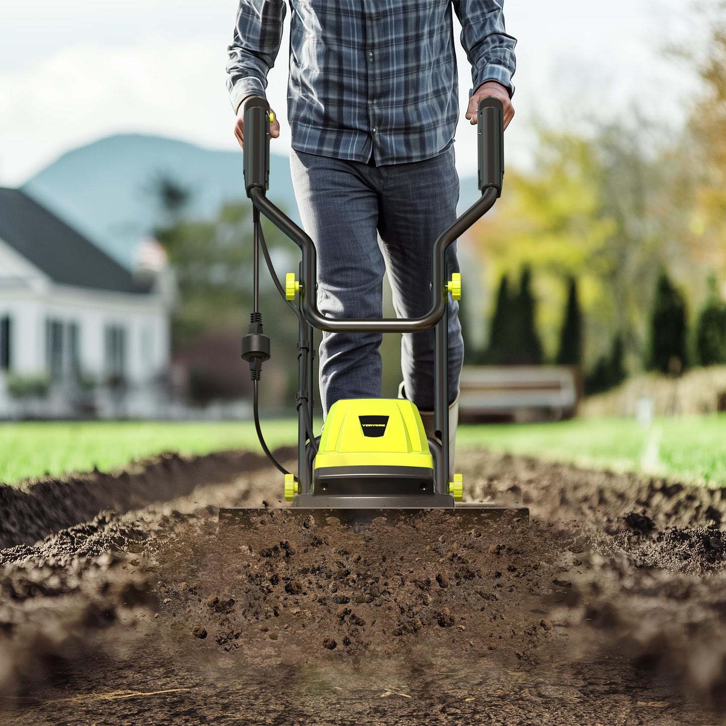 Tiller Cultivator 15-Amp Electric Tiller Cultivator | 18” Wide, 9” Deep, Heavy-Duty Steel Tines