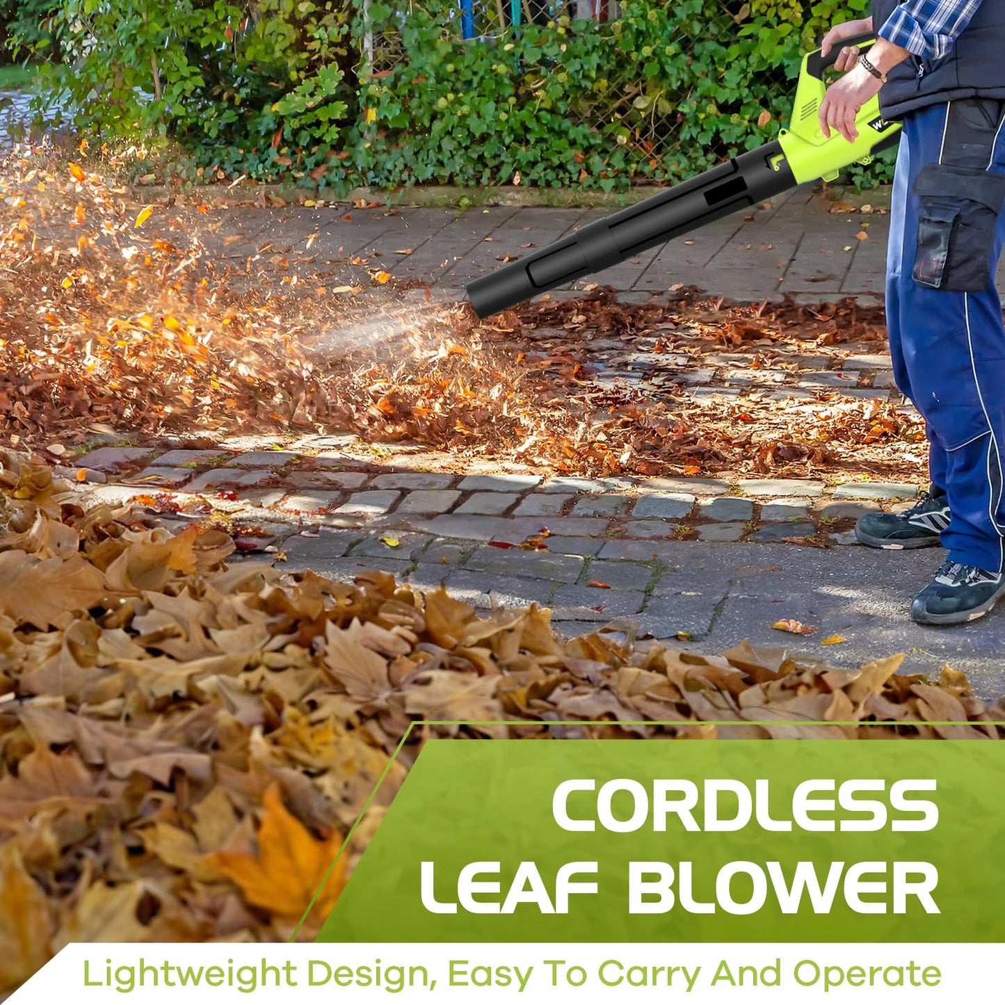 Cordless Leaf Blower | Electric, 2-Speed, Lightweight with 2 Batteries & Charger