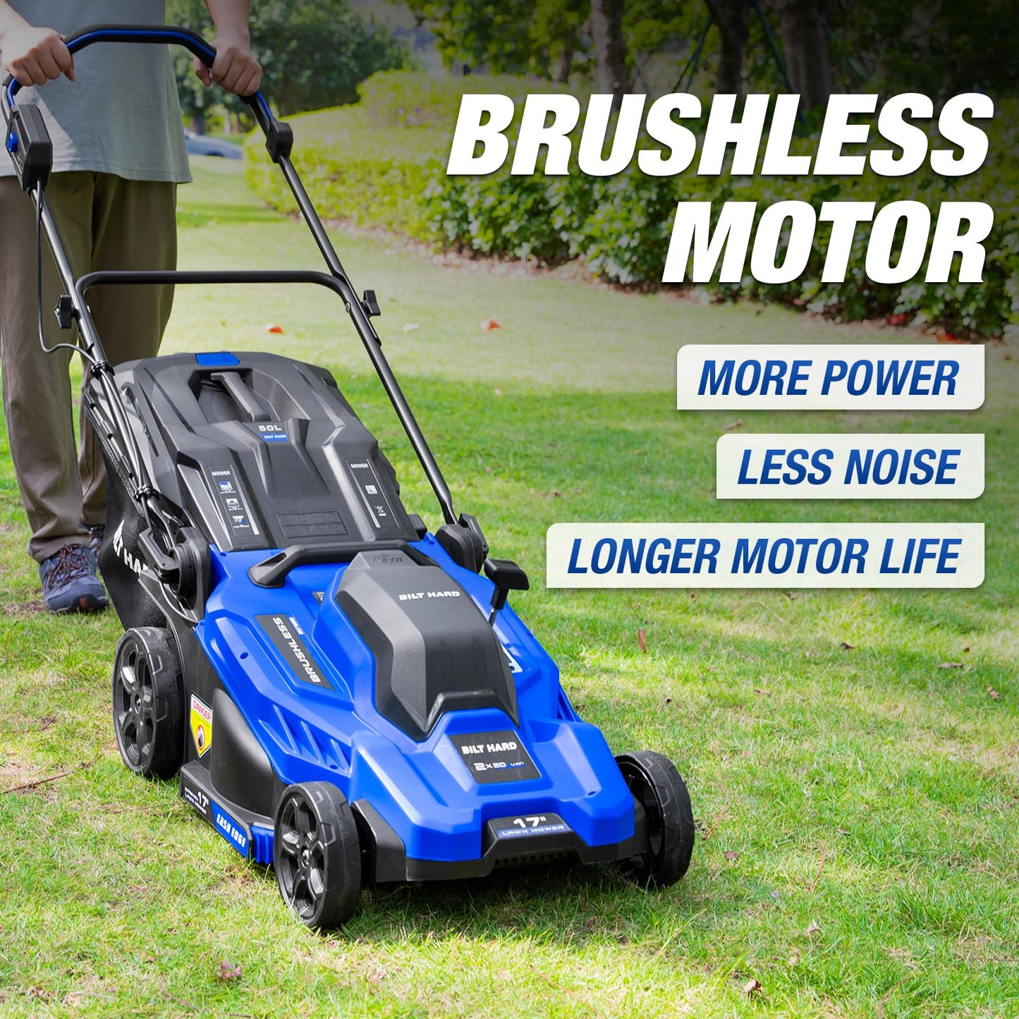 40V Cordless Lawn Mower Set | 17” Brushless Mower, Trimmer & Blower with 3 Batteries"