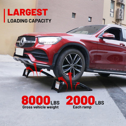 4-Ton Heavy-Duty Car Ramps | 8000 LBS Steel Auto Truck Ramps for Maintenance & Oil Change