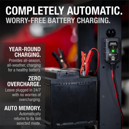 Genius 1 Smart Car Battery Charger | 6V & 12V Maintainer, Trickle & Desulfator