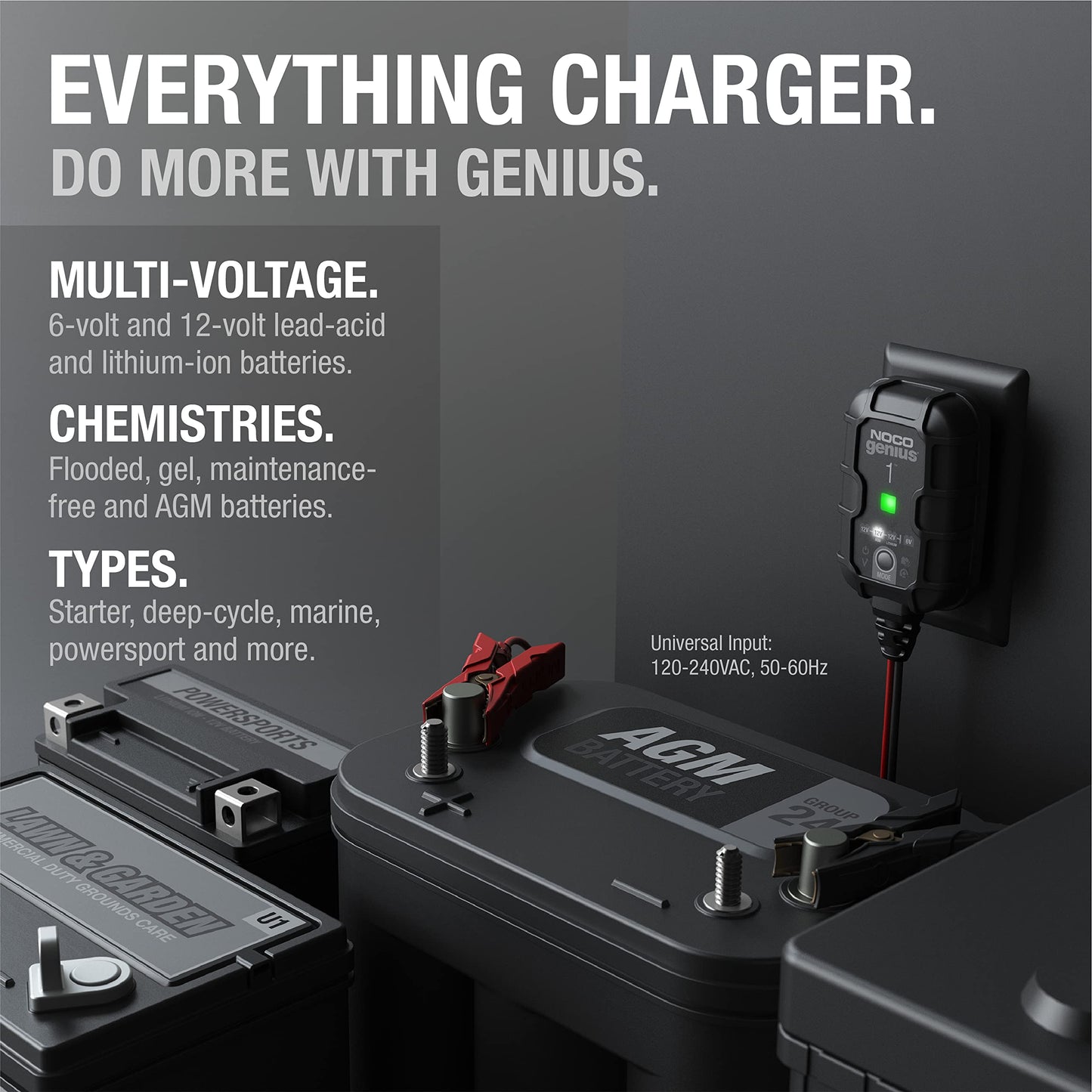 Genius 1 Smart Car Battery Charger | 6V & 12V Maintainer, Trickle & Desulfator