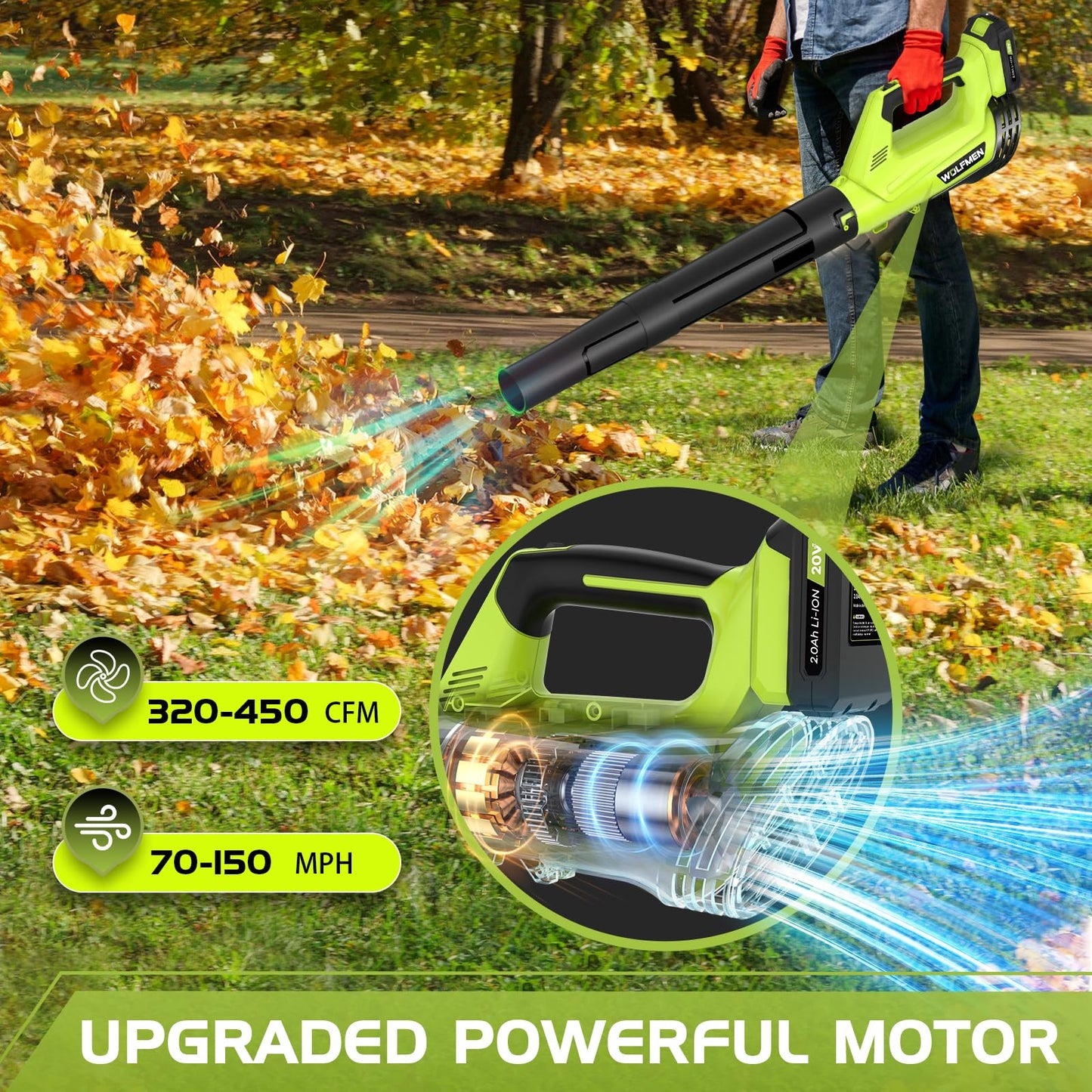 Cordless Leaf Blower | Electric, 2-Speed, Lightweight with 2 Batteries & Charger