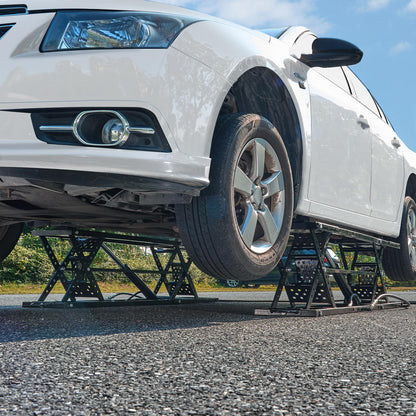 7,000 LB Portable Car Lift | Heavy-Duty 26.8" Height with Extended Plates & 120V Power