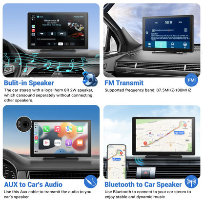 9" Wireless Apple CarPlay Screen with 4K Dash Cam, 1080p Backup Camera, GPS Navigation, Mirror Link & Bluetooth