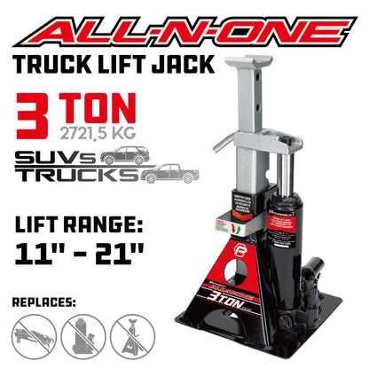 3-Ton All-in-One Bottle Jack & Jack Stands | 6000 lb Vehicle Lift