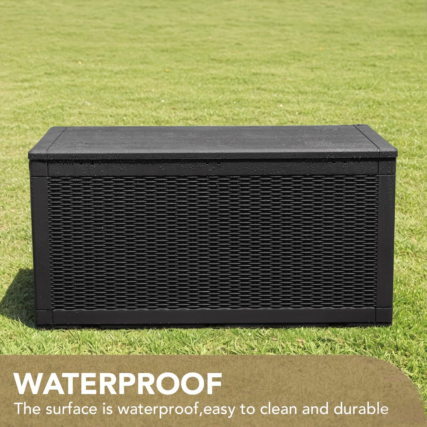 100-Gallon Waterproof Resin Deck Box | Lockable Outdoor Storage for Patio & Garden