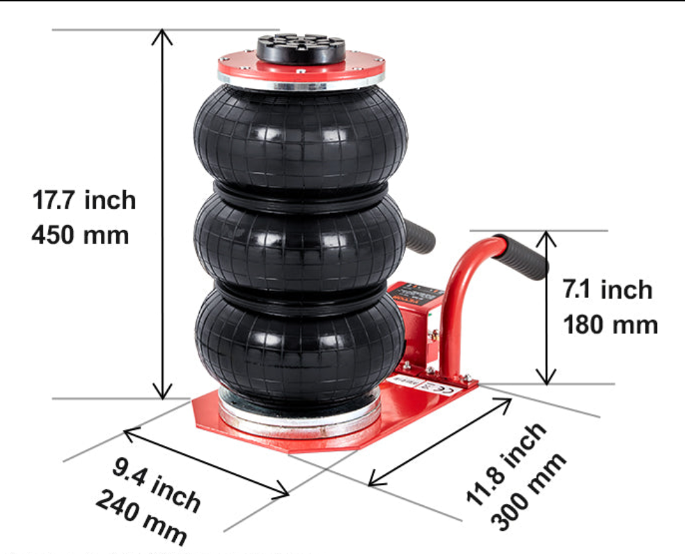 3-Ton Triple Bag Air Jack – Heavy-Duty, Quick-Lifting Pneumatic Jack for Car Repair. 6600 lbs